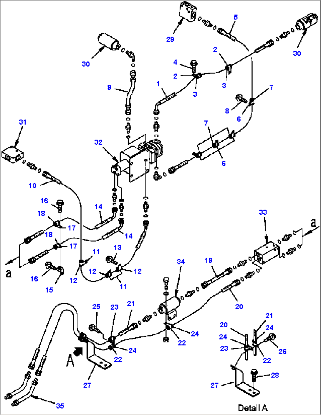 FIG. H3511-10A0 DIFFERENTIAL LOCK PIPING - REAR FRAME LINE (1/2)