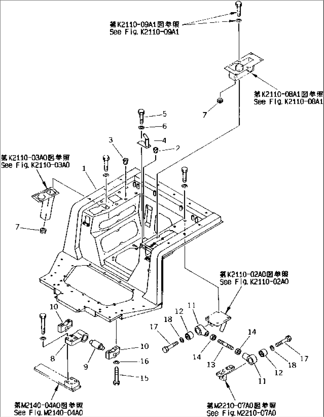 FLOOR FRAME (FRAME AND MOUNT) (WITH CAB)(#3001-)