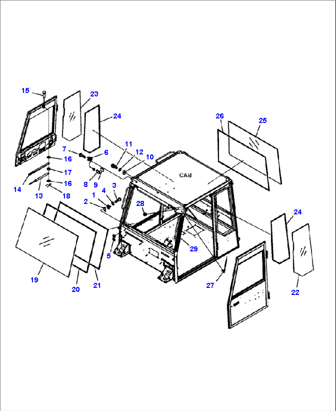 K0200-08A0 CAB GLASS WINDOWS (S/N A11001-A11184 )