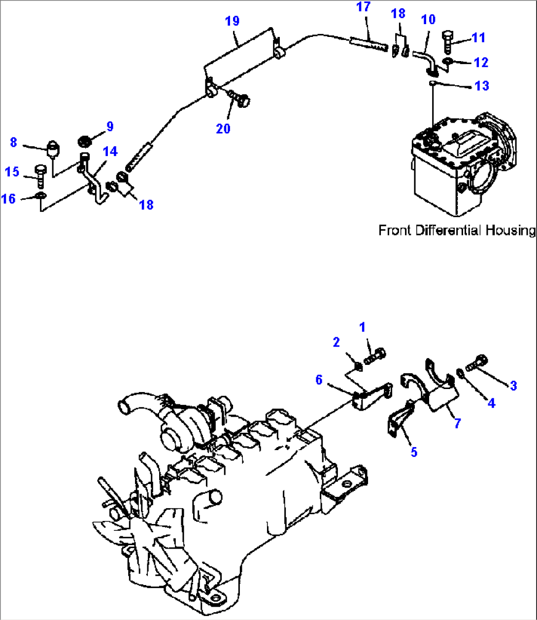 FIG. M3830-01A0 FRONT DRIVE SHAFT GUARD - AND BREATHER PIPING