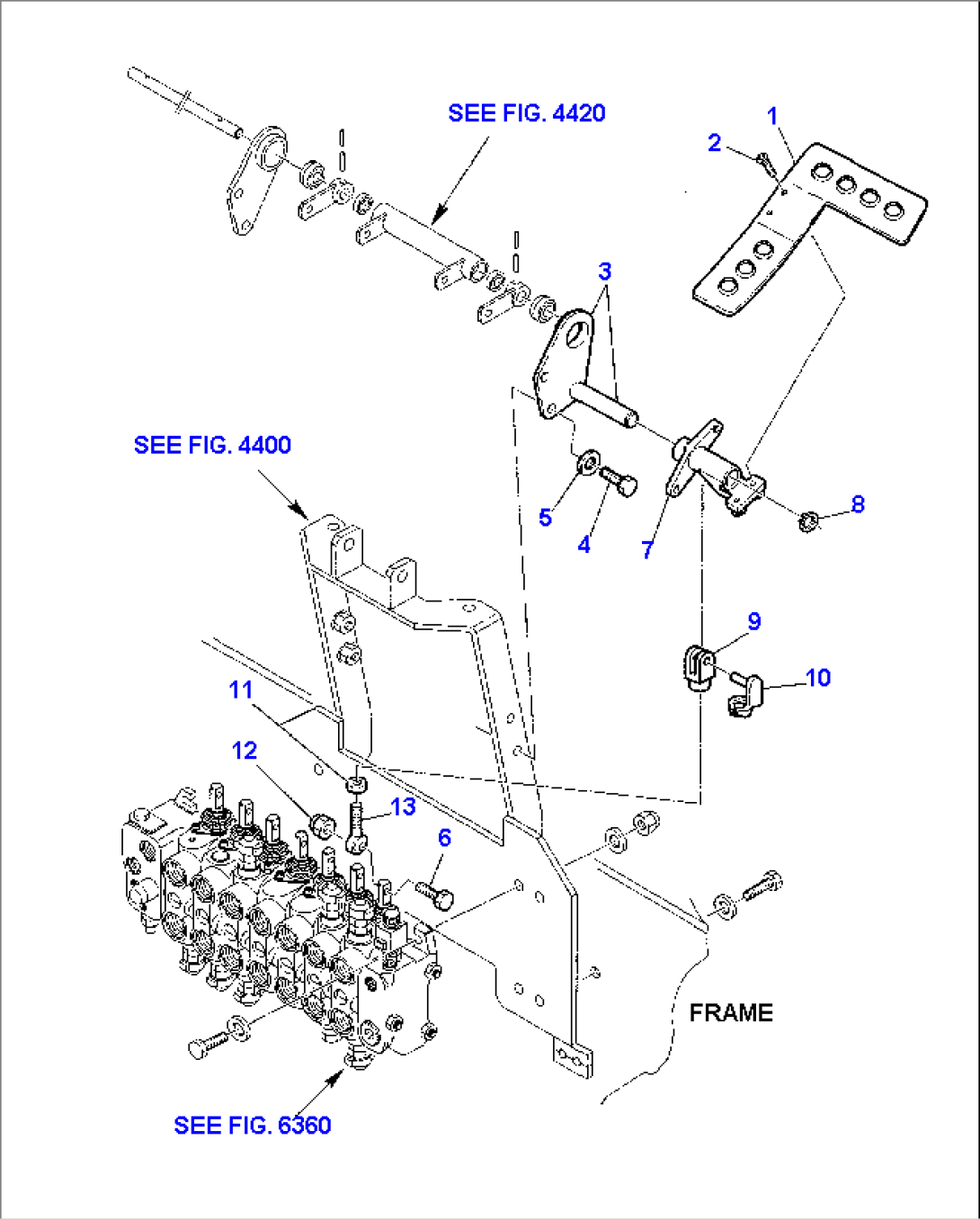BACKHOE CONTROL PEDAL (RIGHT SIDE) - KOMATSU LAYOUT CONTROL