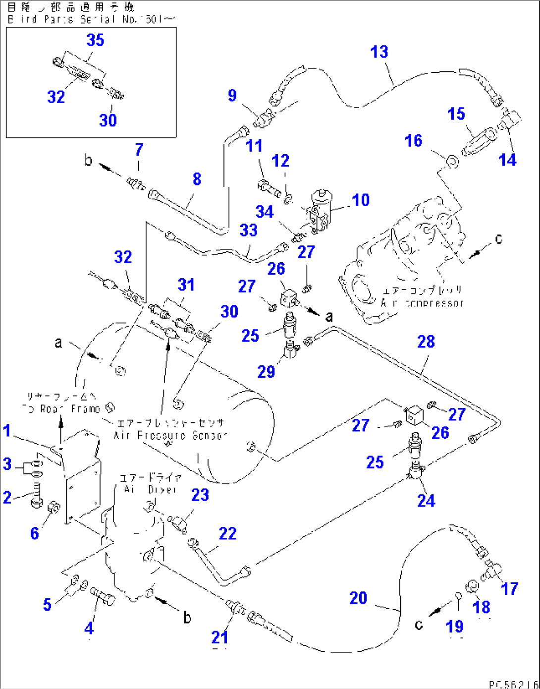 BRAKE PIPING (1/4) (AIR COMPRESSOR TO AIR TANK TO GOVERNOR) (WITH AIR DRYER)