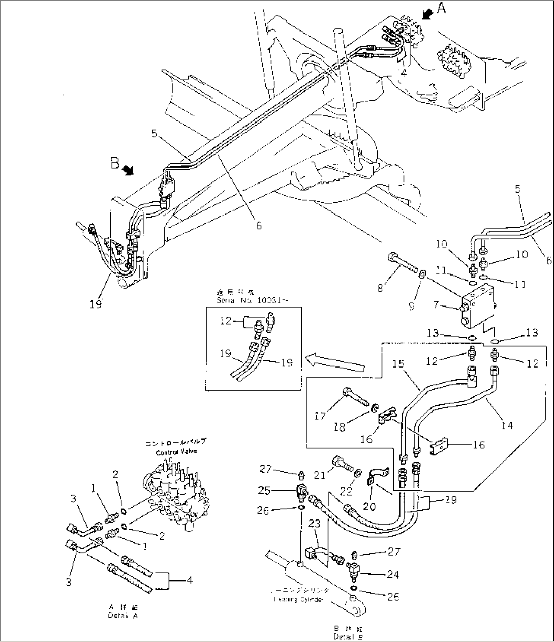 HYDRAULIC PIPING (LEANING CYLINDER LINE)(#10001-11034)