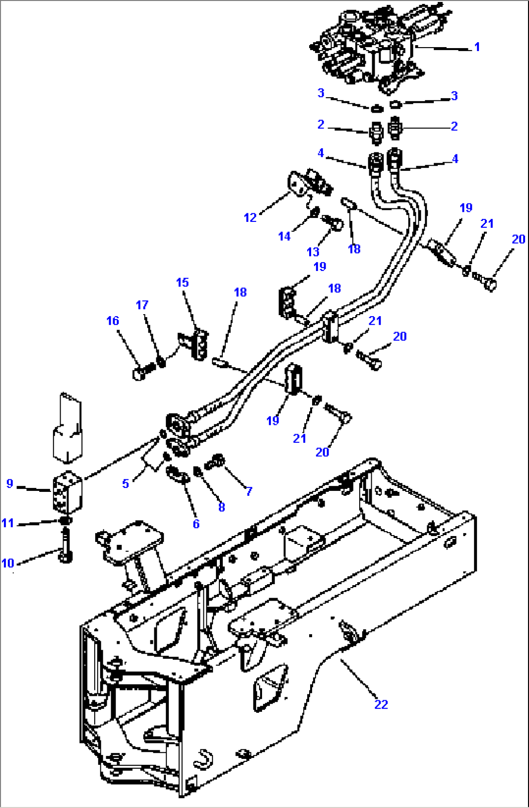 HYDRAULIC PIPING (FRONT ATTACHMENT - CONTROL VALVE TO FRONT FRAME)