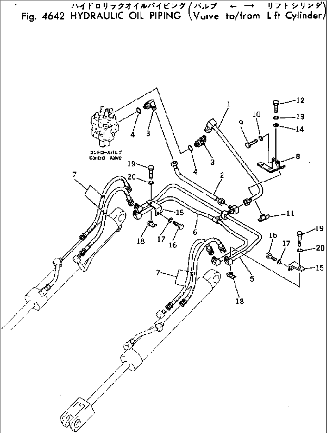 HYDRAULIC OIL PIPING (VALVE TO/FROM LIFT CYLINDER)