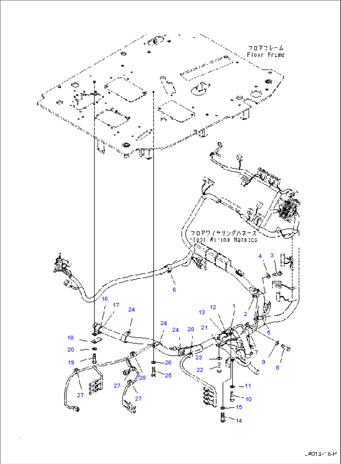FLOOR FRAME, WIRING HARNESS CLAMP, FLOOR FRAME