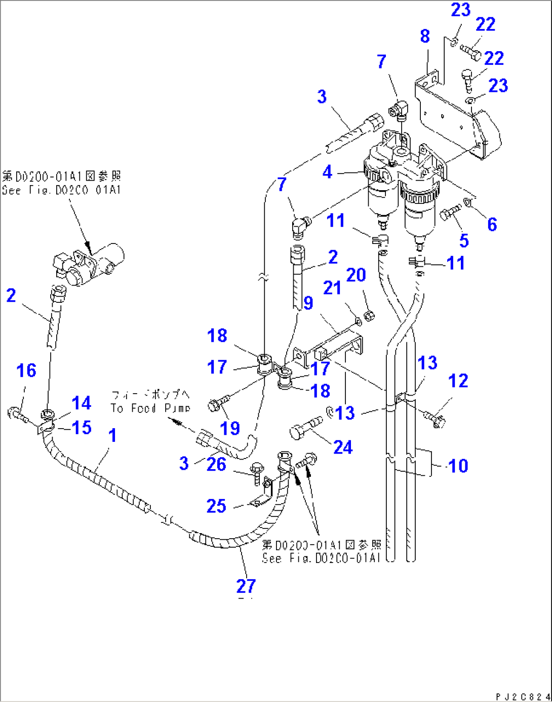 FUEL PIPING (WITH WATER SEPARATOR) (2/2)