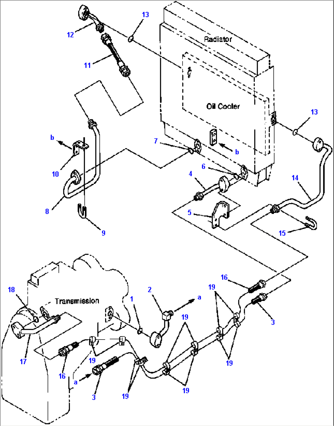 TRANSMISSION PIPING TORQUE CONVERTER TO OIL COOLER TO TRANSMISSION