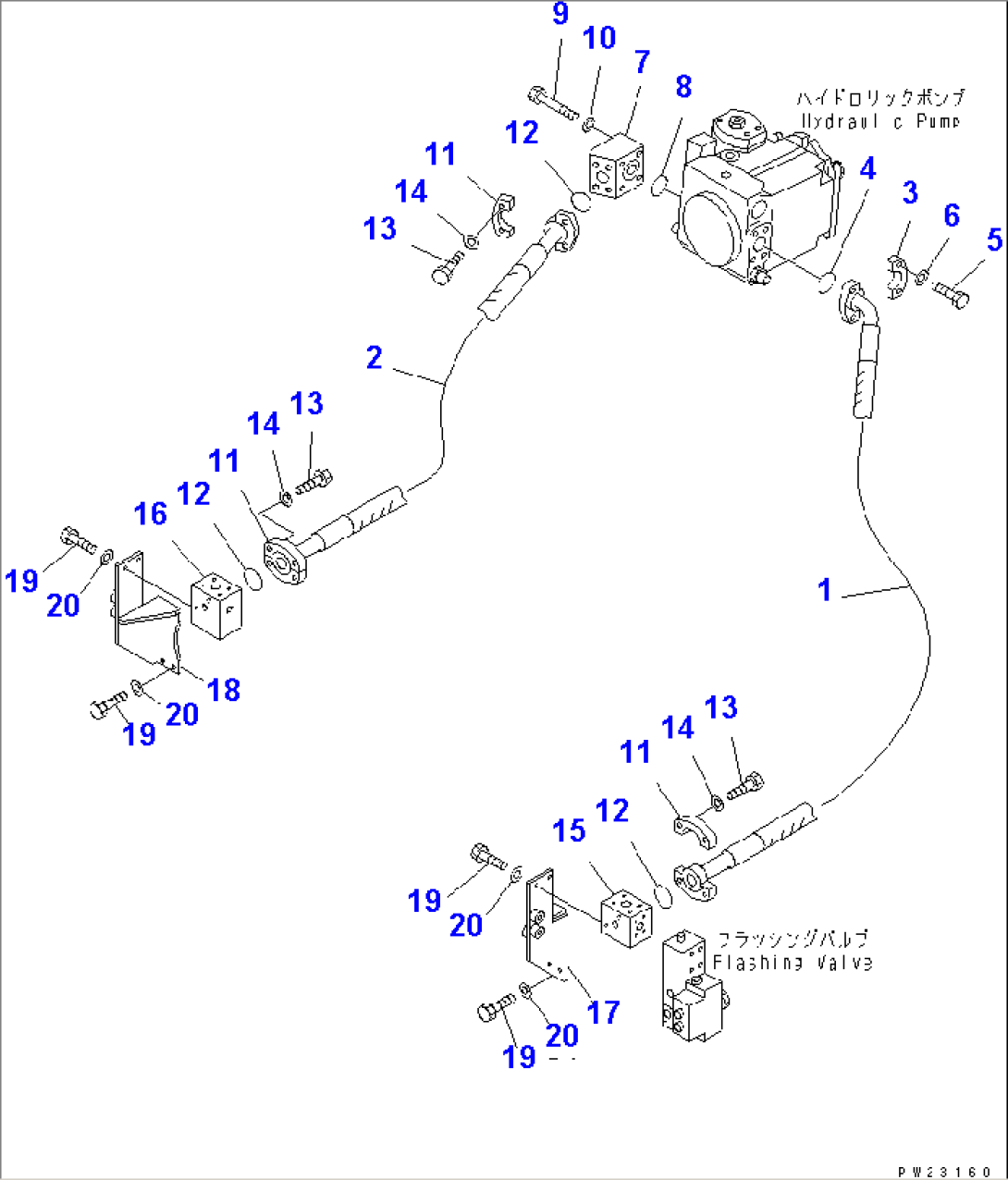 4WD HYDRAULIC PIPING (PUMP TO MOTOR LINE) (1/3) (4WD SPEC.)