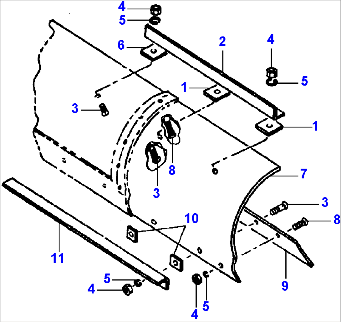 1/2 INCH EXTENSION FOR 7/8 INCH MOLDBOARD FOR 14 FT. MOLDBOARD