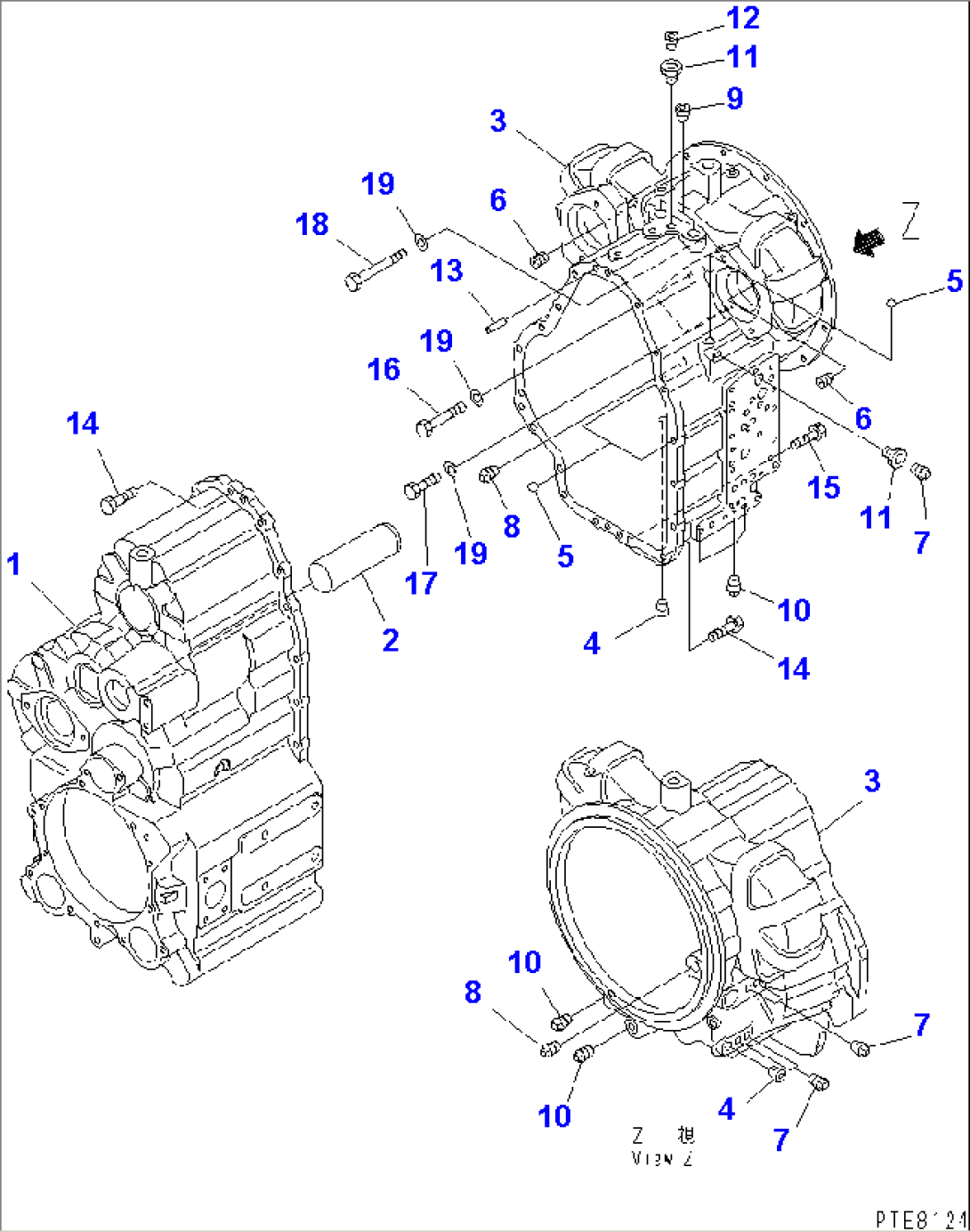TRANSMISSION (TRANSMISSION CASE) (1/2) (FOR EMERGENCY STEERING)