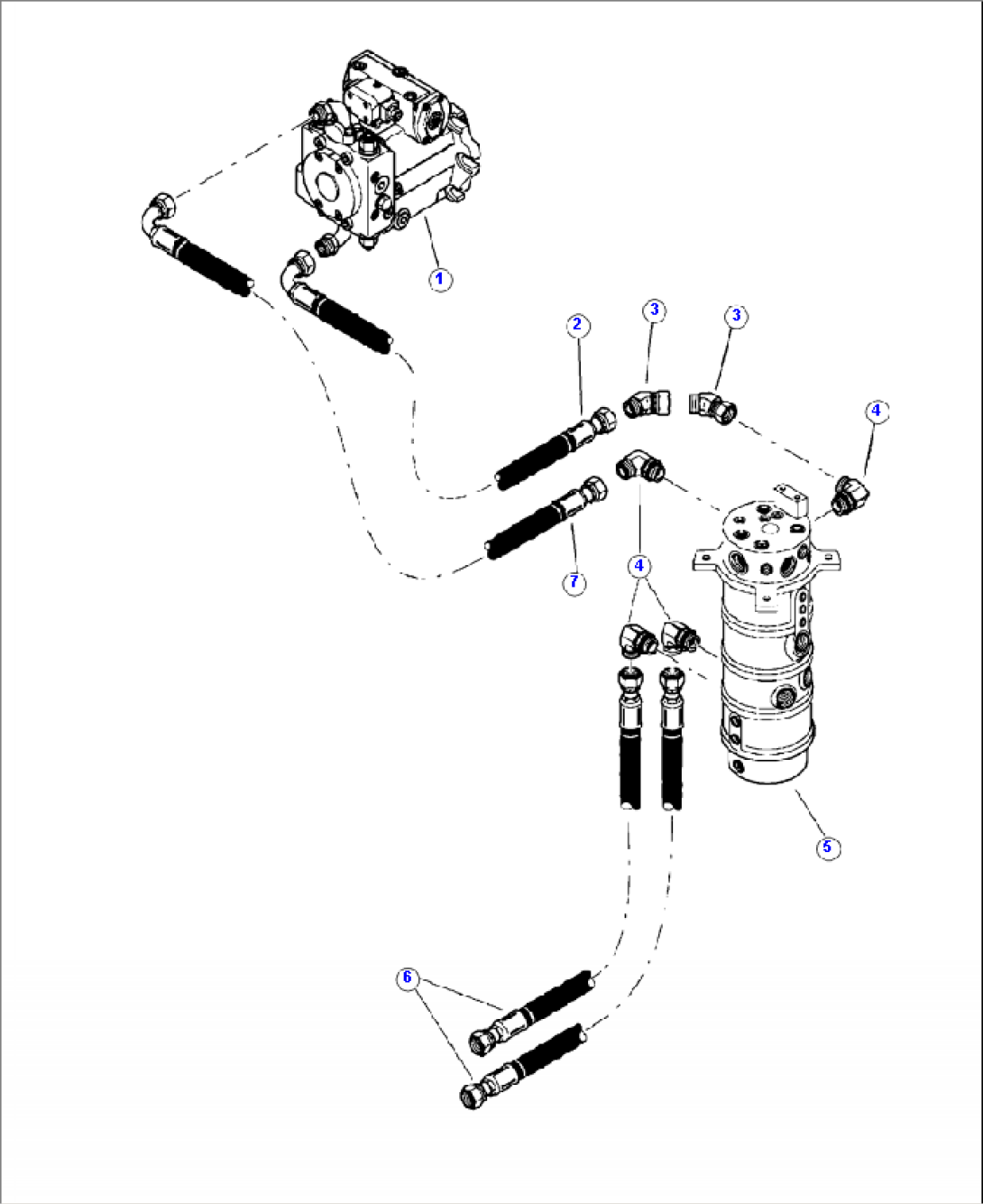 H0260-01A0 L.H. TRACK DRIVE PUMP TO ROTARY MANIFOLD TO BULKHEAD PIPING