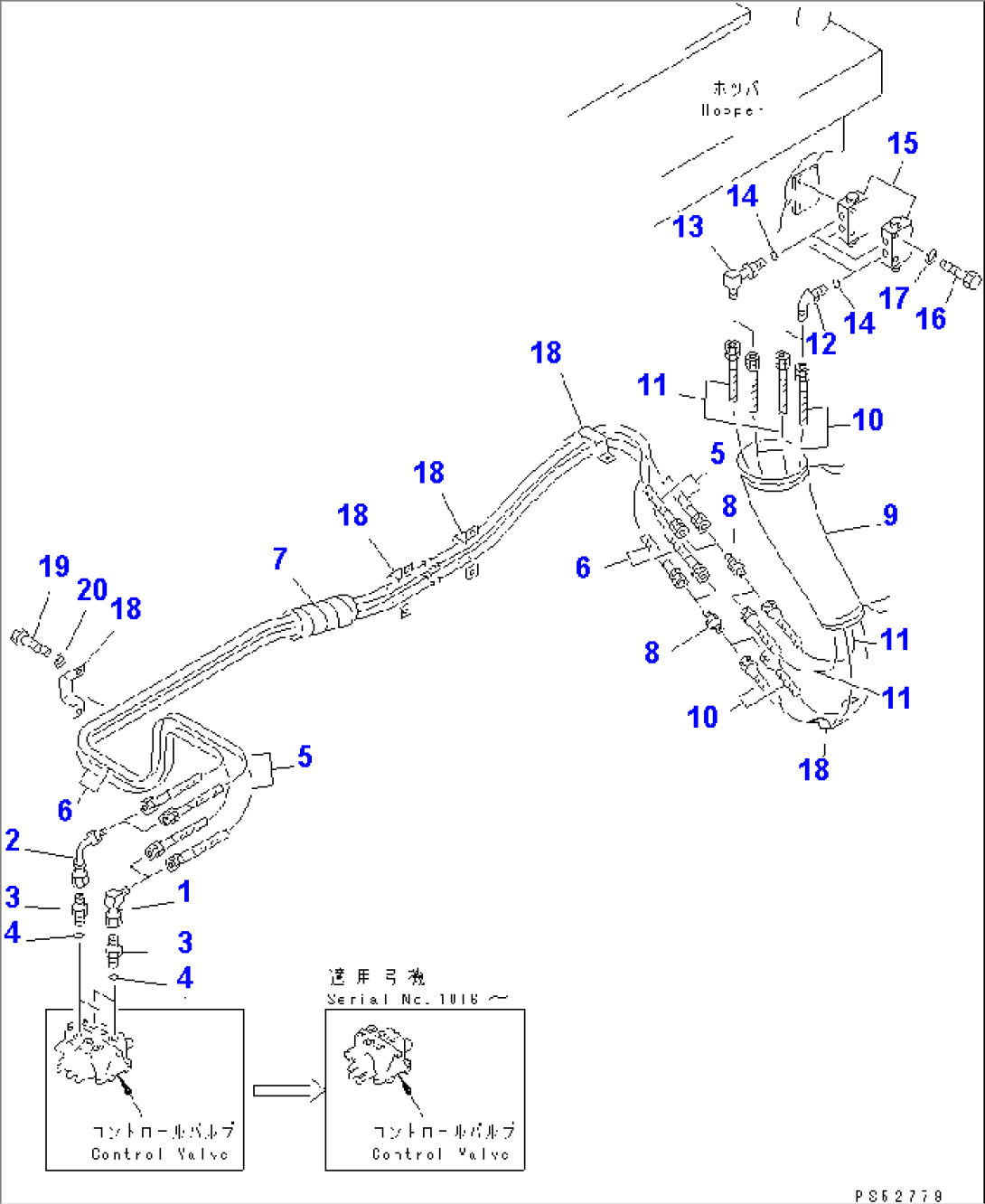 HYDRAULIC PIPING (CONTROL VALVE TO CHECK VALVE)