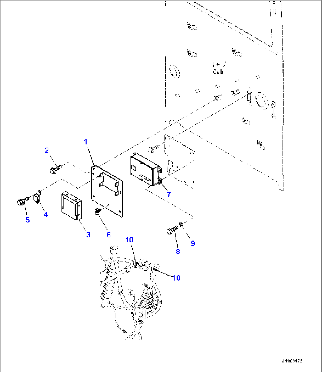Cab, Cab In Parts, Air Conditioner and KOMTRAX Controller (#1001-)