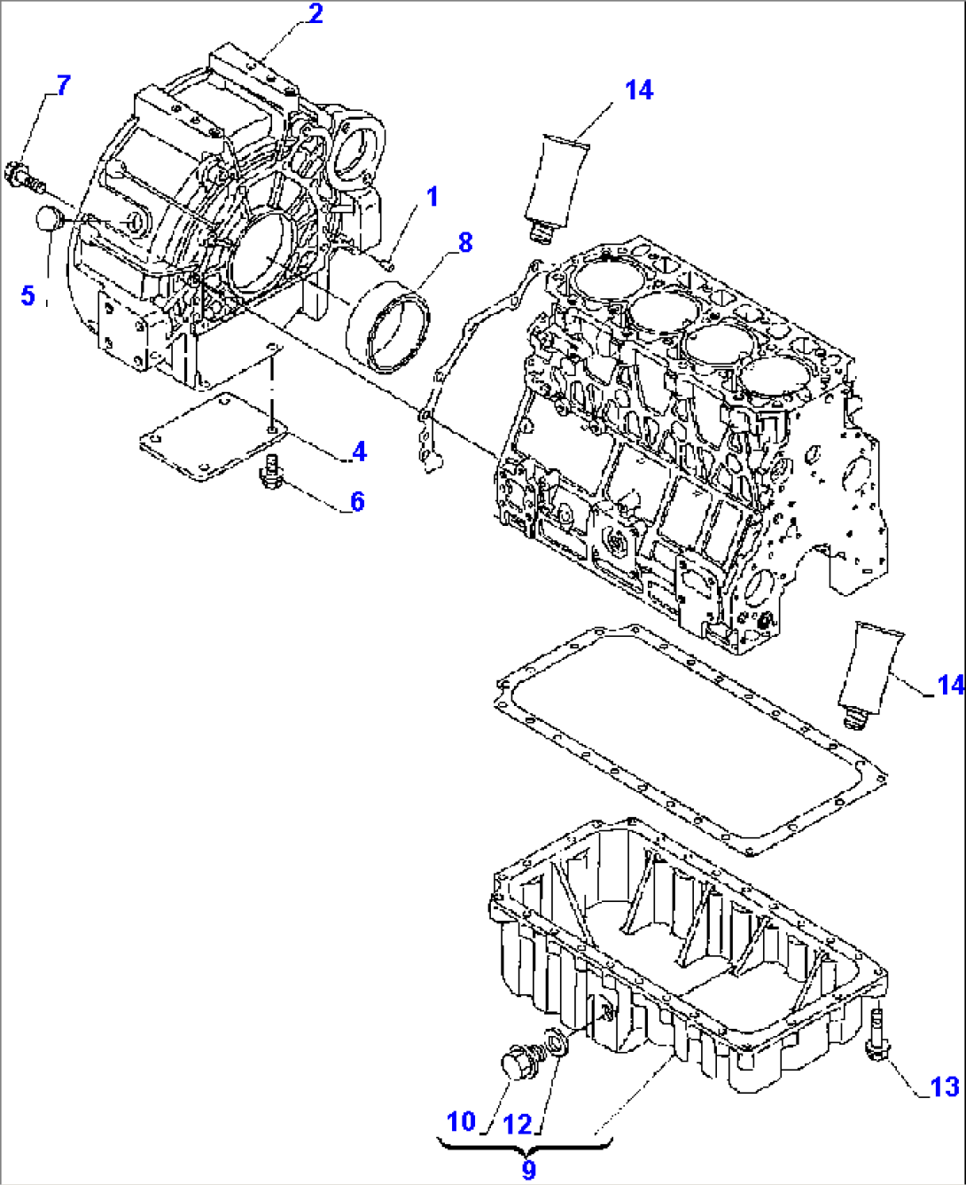 FIG. A0221-01A0 FLYWHEEL HOUSING AND OIL SUMP