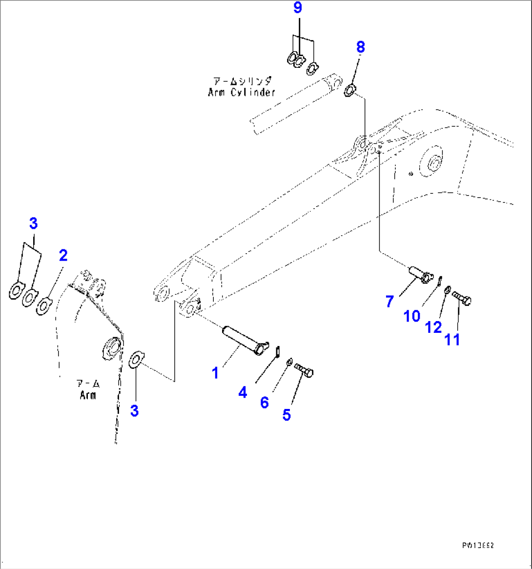 Boom, Top Pin and Bottom Pin, 5700mm Heavy Duty Type, Attachment, 100 Hours Lubrication Interval