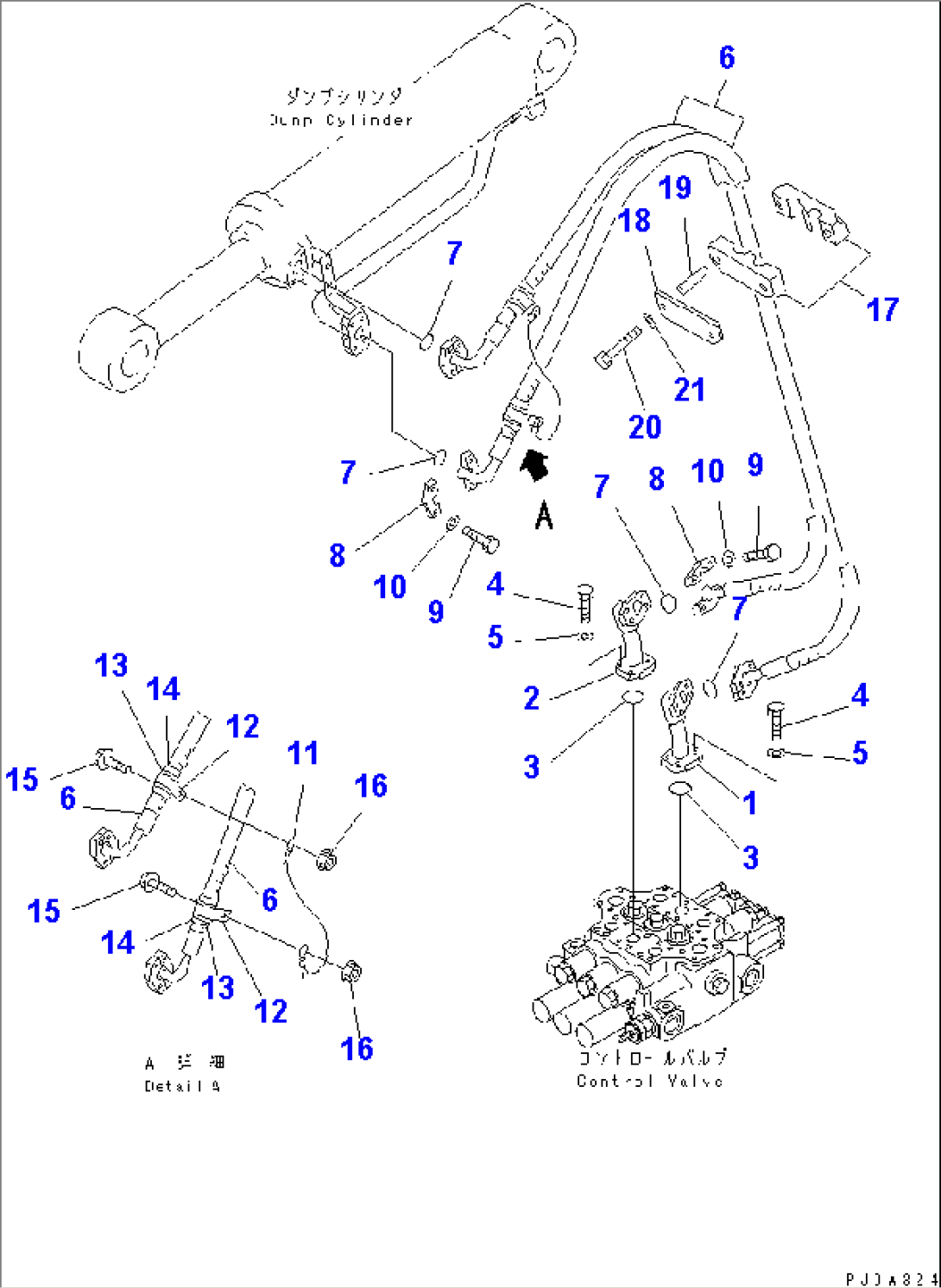 HYDRAULIC PIPING (DUMP CYLINDER LINE) (FRONT ATTACHMENT)