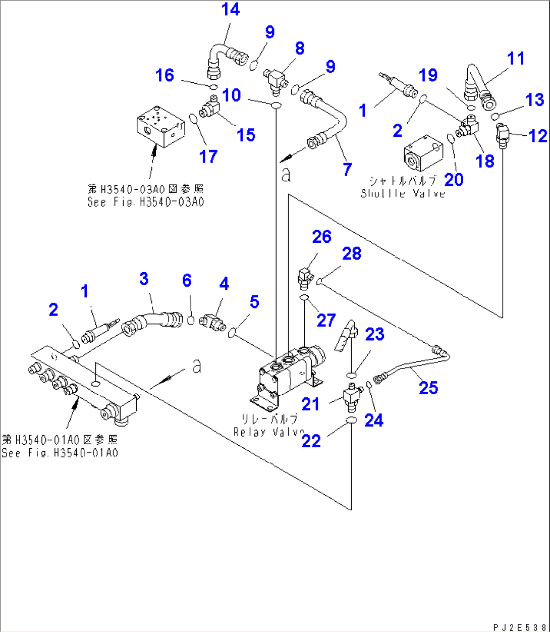 BRAKE PIPING (BLOCK TO FRONT BRAKE SHUTTLE VALVE) (1/2)