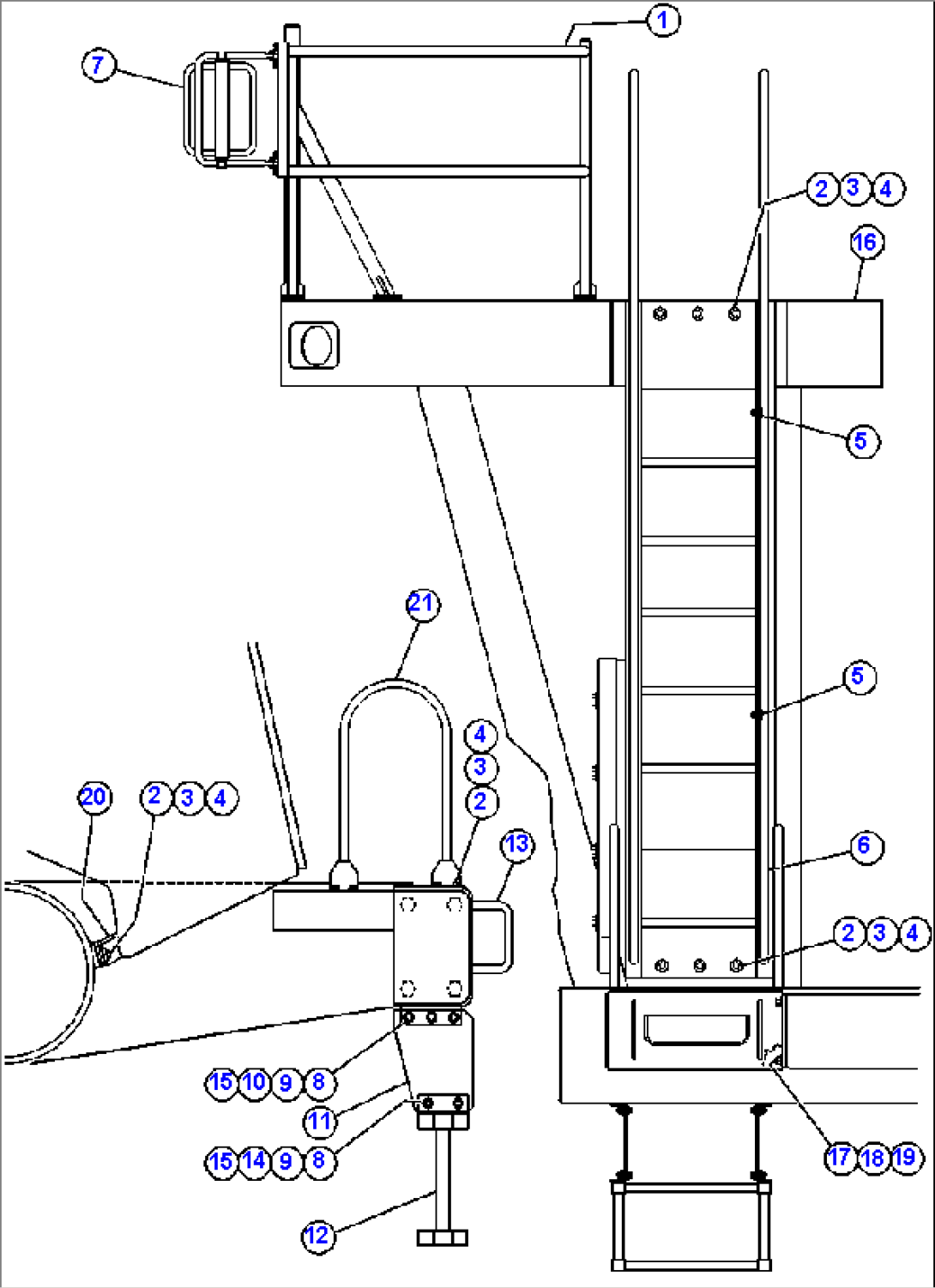 RIGHT DECK, HANDRAIL & LADDER