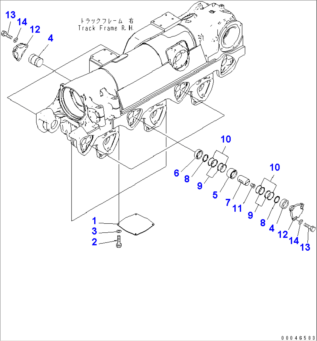 TRACK FRAME (R.H.) (BOGIE¤ PAD AND PIN) (8 ROLLER)