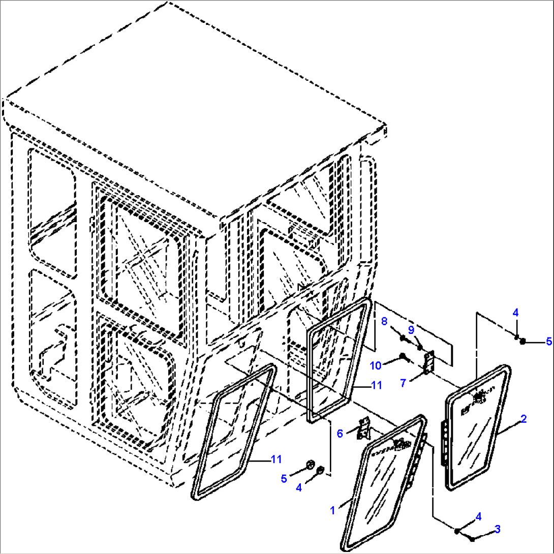 FIG. K5200-01A3 HINGED LOWER FRONT WINDOW - FULL HEIGHT CAB