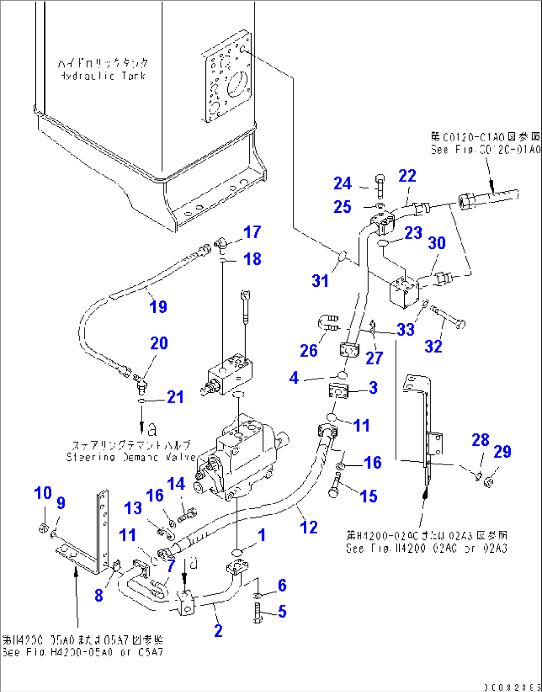 HYDRAULIC LINE (COOLING LINE FOR STEERING DEMAND VALVE) (WITH E.C.S.S.)(#53085-)