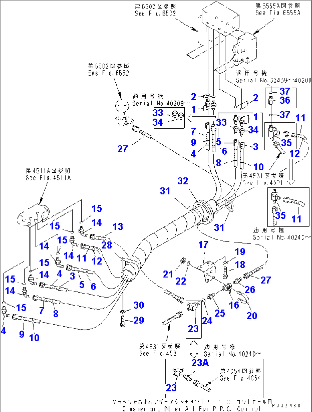 HYD. PIPING (WORK EQUIP. CONTROL¤ L.H.) (FOR WRIST CONTROL)(FOR JAPAN)(KOMATSU PATTERN#32469-42175)(#32469-)