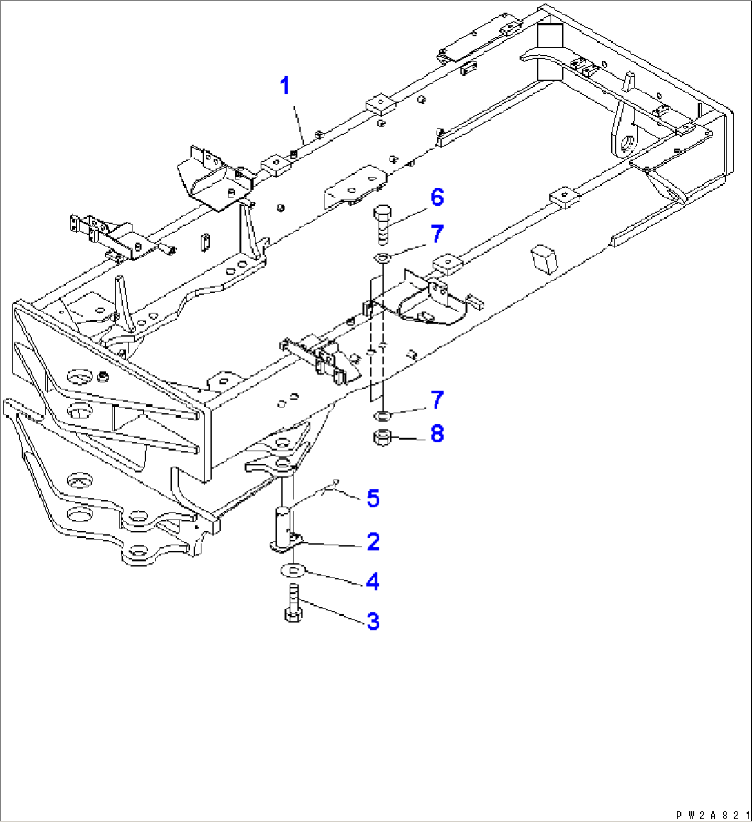 REAR FRAME AND MOUNTING PIN(#50001-51000)
