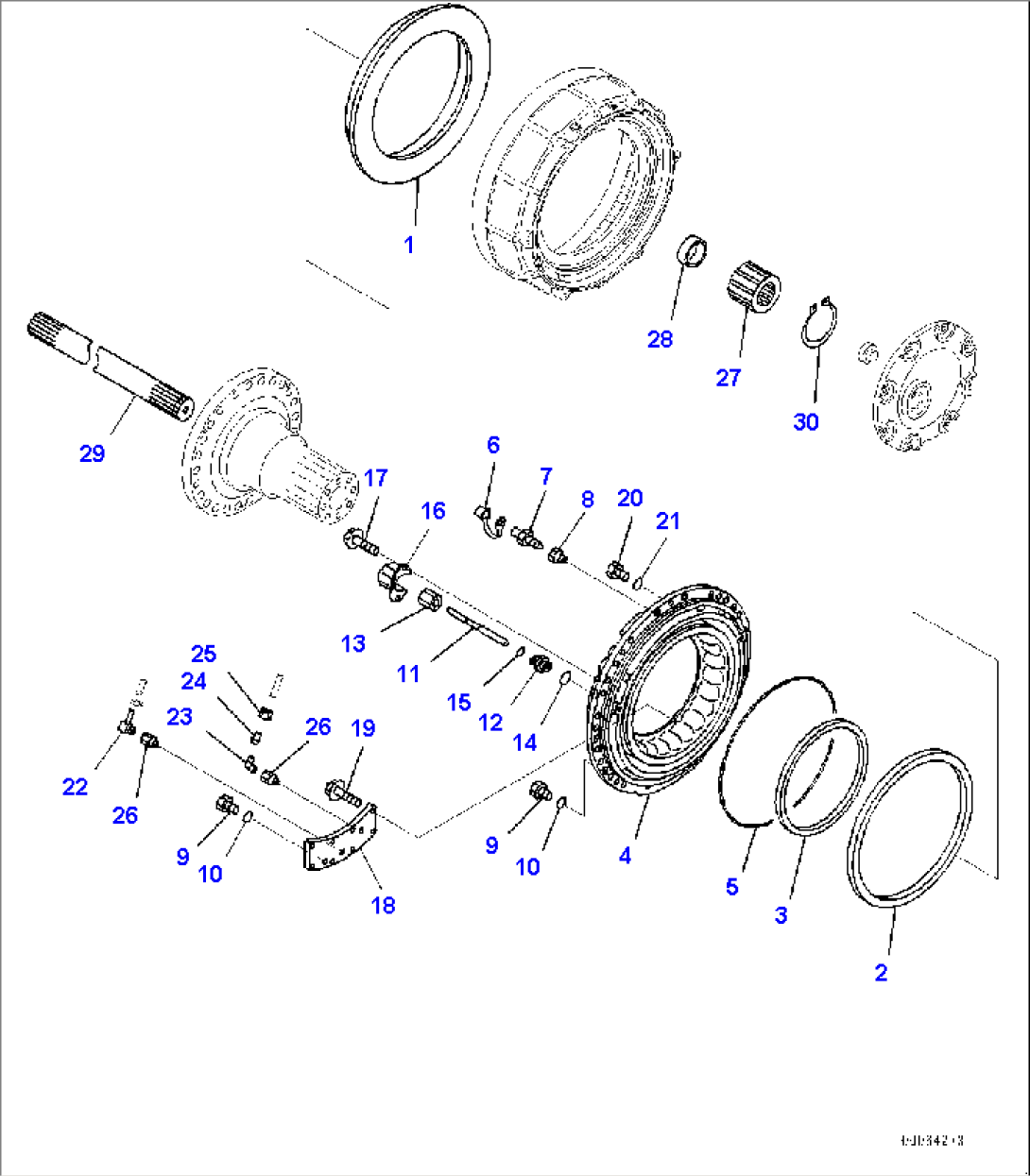 Center Axle, Final Drive, Brake Cylinder, L.H. (#2633-)