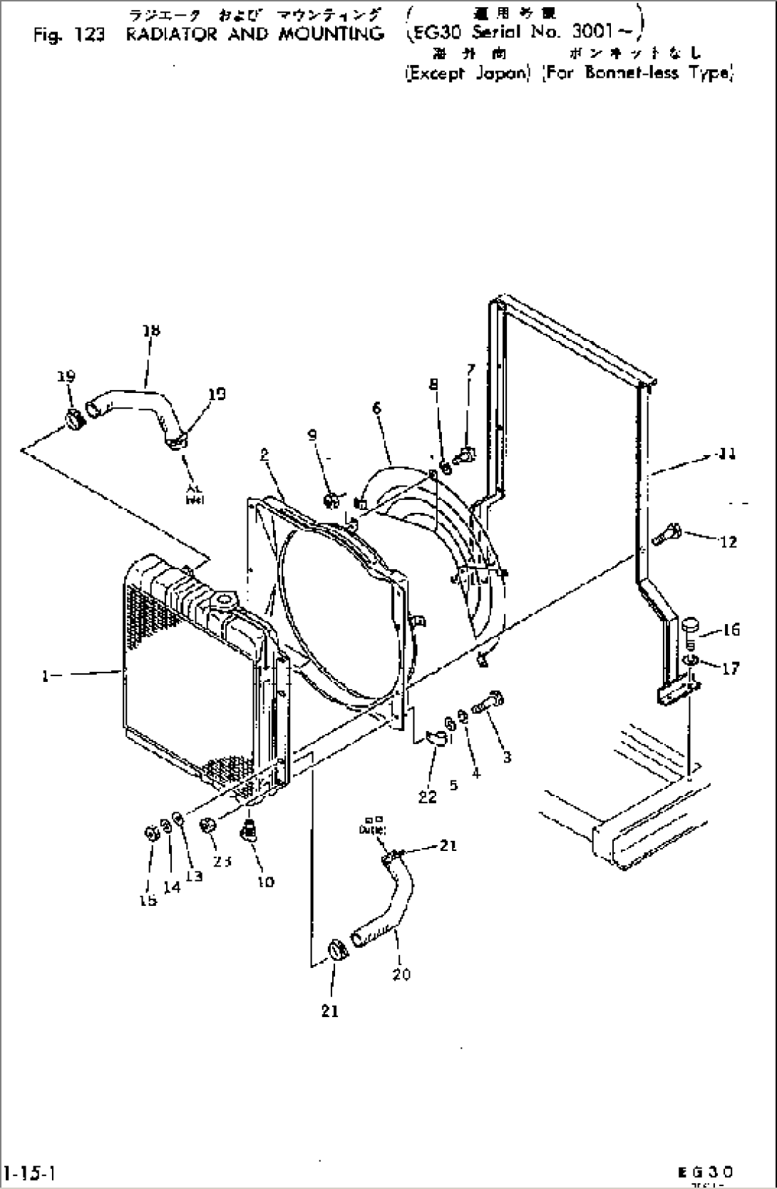 RADIATOR AND MOUNTING (BONNET-LESS TYPE) (EXCEPT JAPAN)
