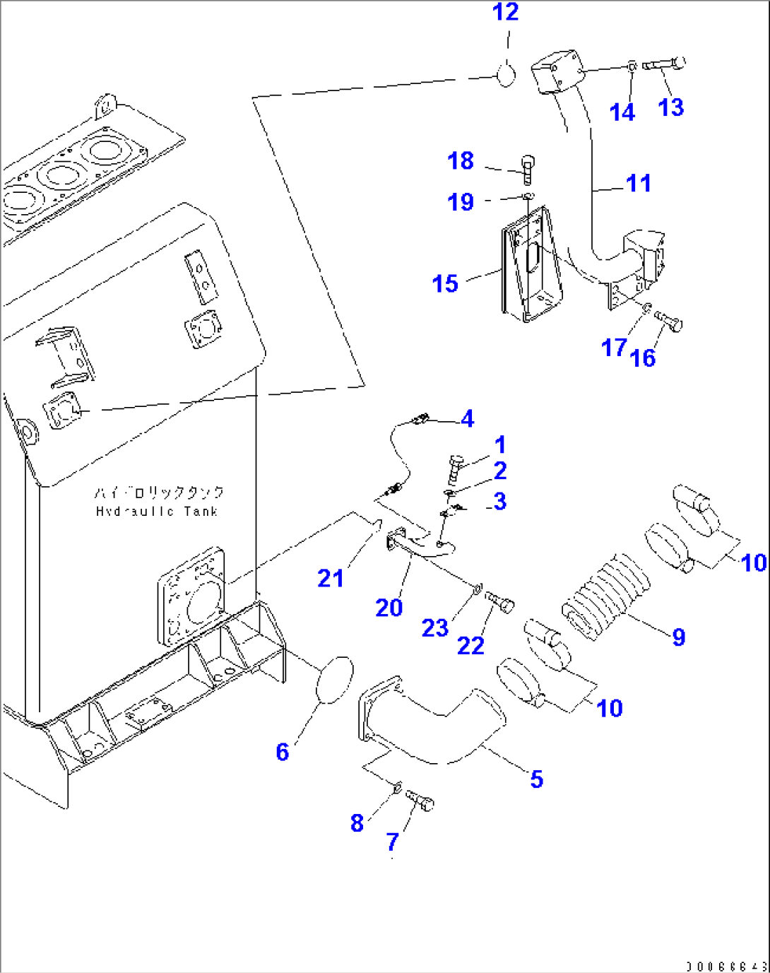 HYDRAULIC TANK (SUCTION LINE) (FOR VHMS AND BRAKE COOLING SYSTEM)(#60002-)