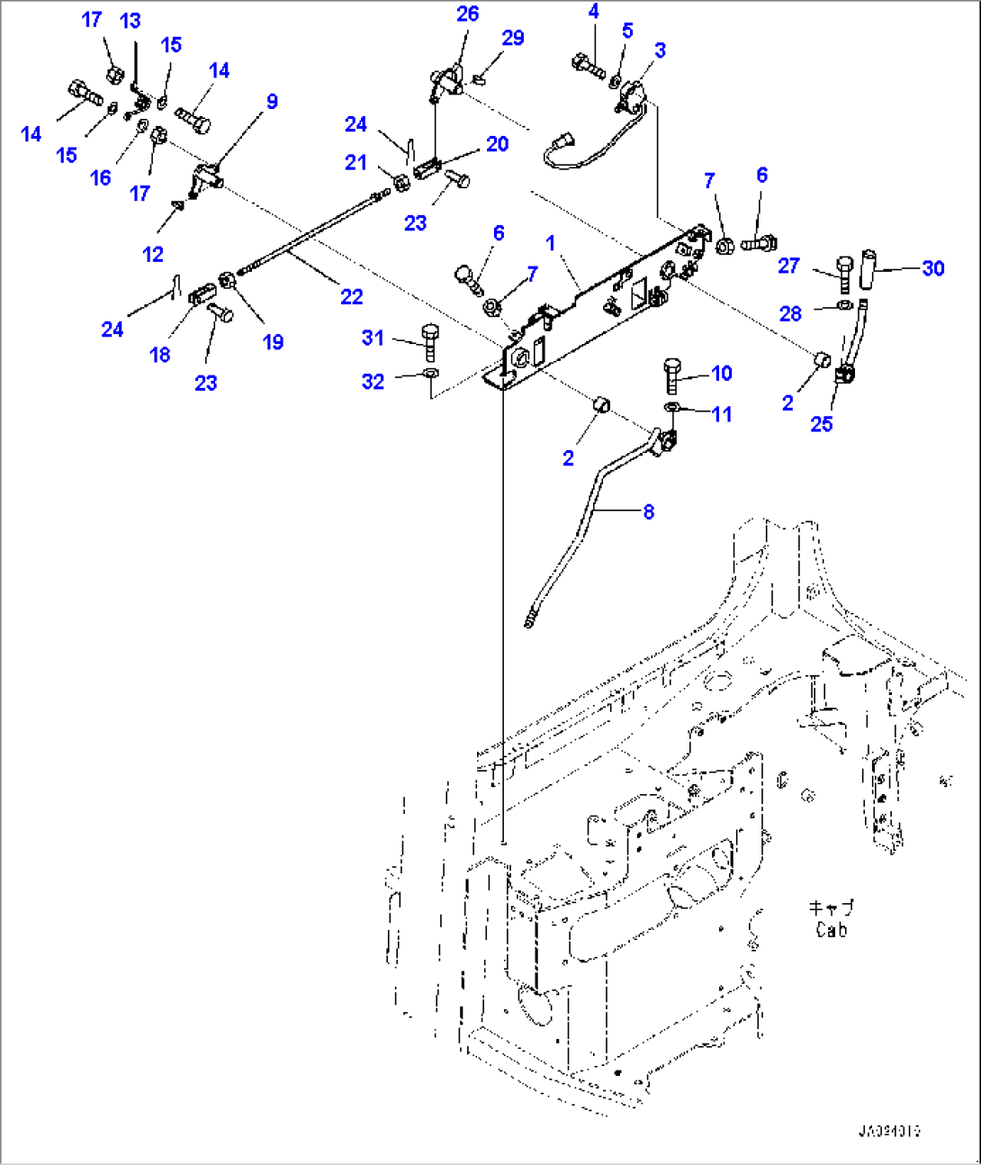 ROPS Cab, Work Equipment Lock Lever (#80001-)