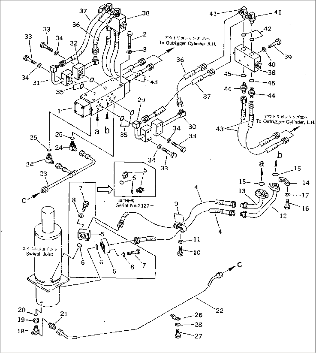OUTRIGGER HYDRAULIC PIPING (LOWER) (L.H.¤ R.H. INDEPENDENT MOVEMENT)(#1601-2300)
