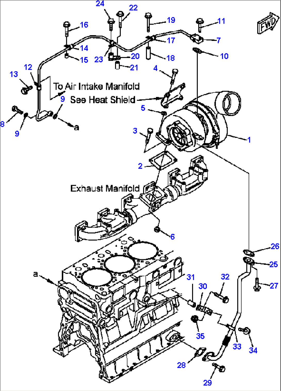FIG. A1530-A4G3 TURBOCHARGER AND OIL PIPING