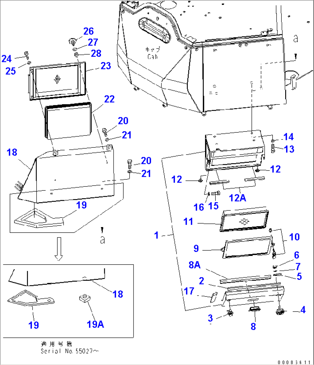 FLOOR (AIR CONDITIONER) (FILTER) (FOR SEPARATE CAB)(#55001-)