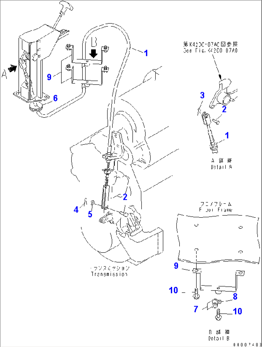 PARKING BRAKE CONTROL PARTS (LINKAGE) (FOR CANOPY OR AIR CONDITIONER)(#54095-)