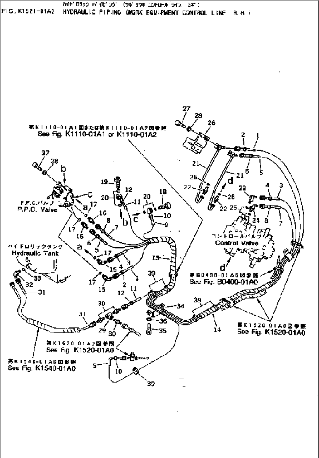 HYDRAULIC PIPING (WORK EQUIPMENT CONTROL LINE¤ R.H.)
