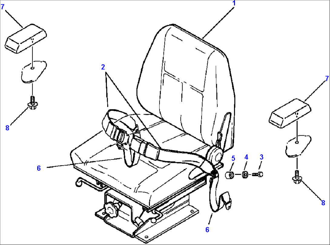 SEAT BELT AND ARM RESTS