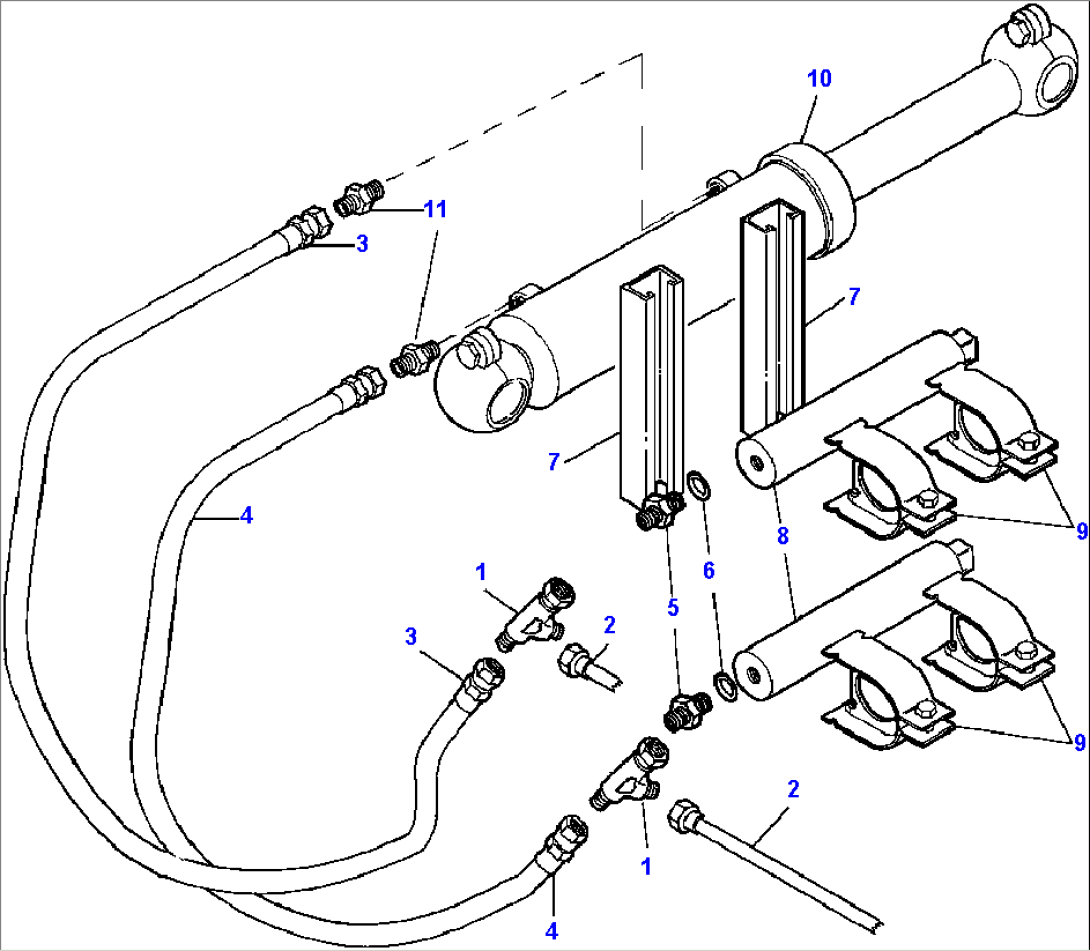 FIG. H5110-01A13 DRAWBAR SIDE SHIFT ACCUMULATOR - R.H. AND L.H. 90° BLADE SUSPENSION - S/N 203501 AND UP