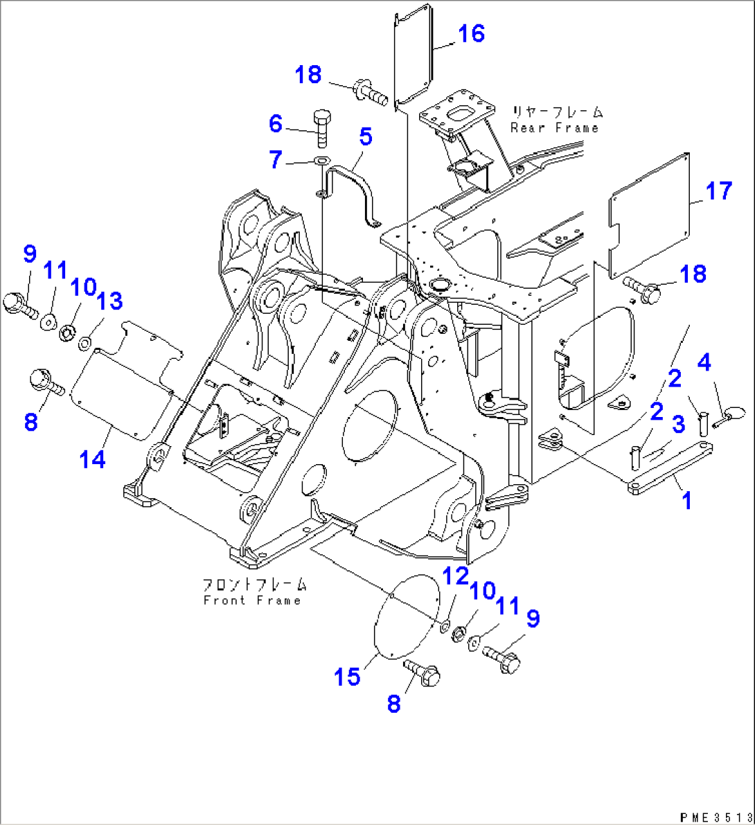 LOCK AND COVER (FOR FRONT AND REAR FRAME) (WITH 3-SPOOL VALVE)