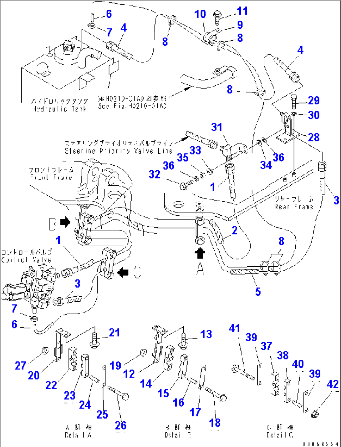 HYDRAULIC PIPING (PRIORITY VALVE TO CONTROL VALVE¤ DRAIN LINE)(#54229-)