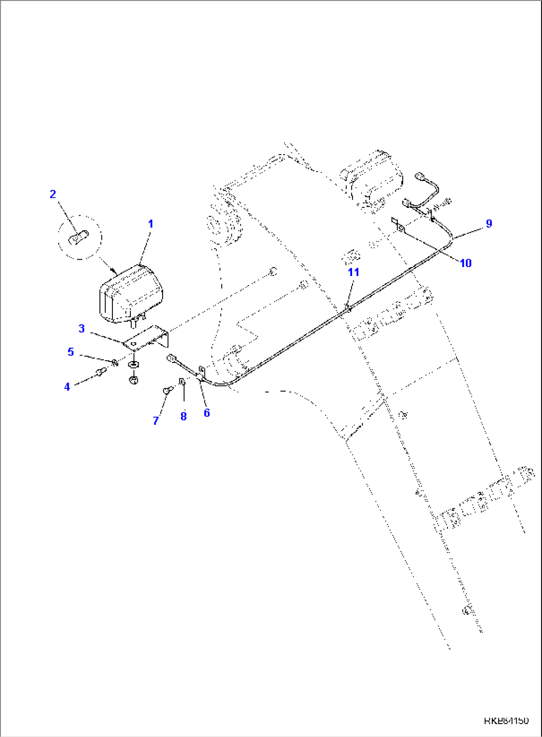 ADDITIONAL WORKING LAMP, FOR MACHINE WITH VARIABLE 2-PIECE BOOM, BOOM