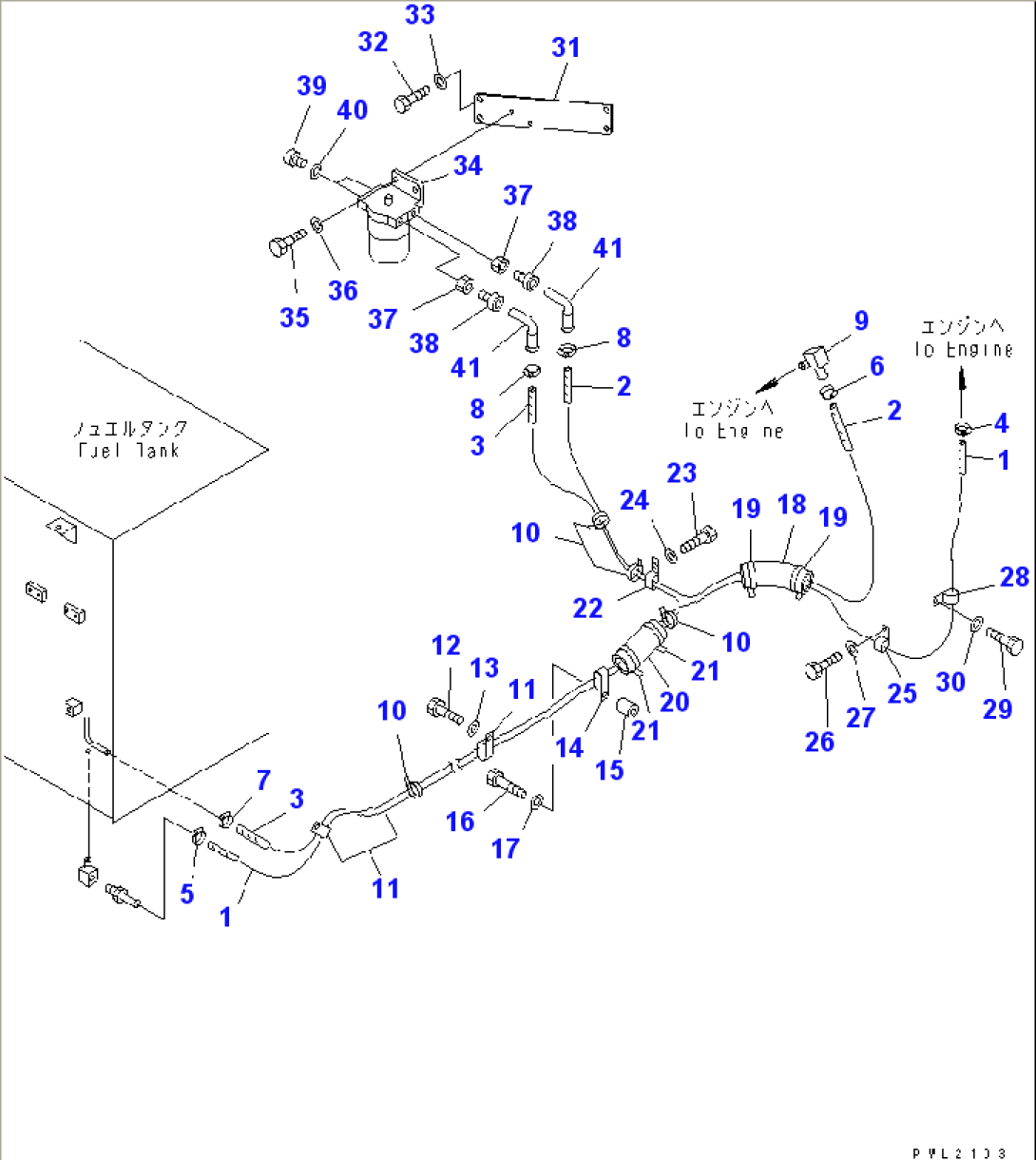 FUEL LINES (WITH WATER SEPARATOR)(#K32001-)
