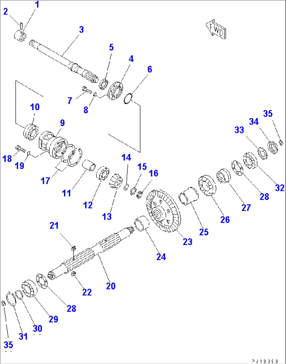 INPUT SHAFT AND BEVEL GEAR (FOR TOWING WINCH)