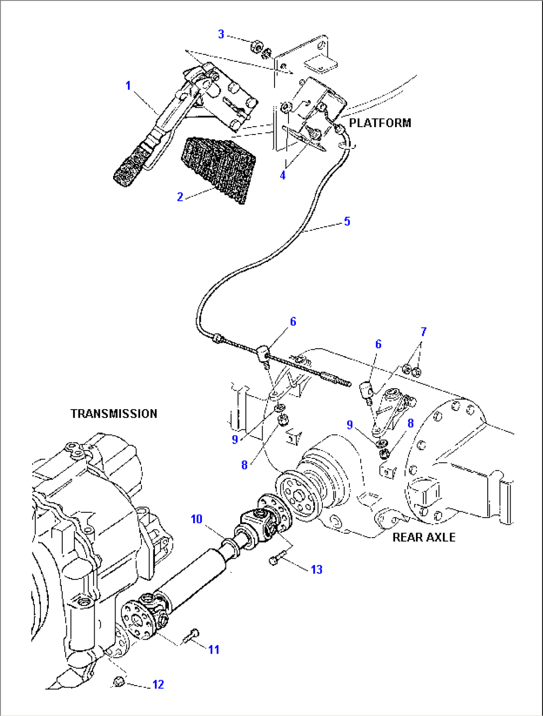 HANDBRAKE AND REAR PROPELLER SHAFT