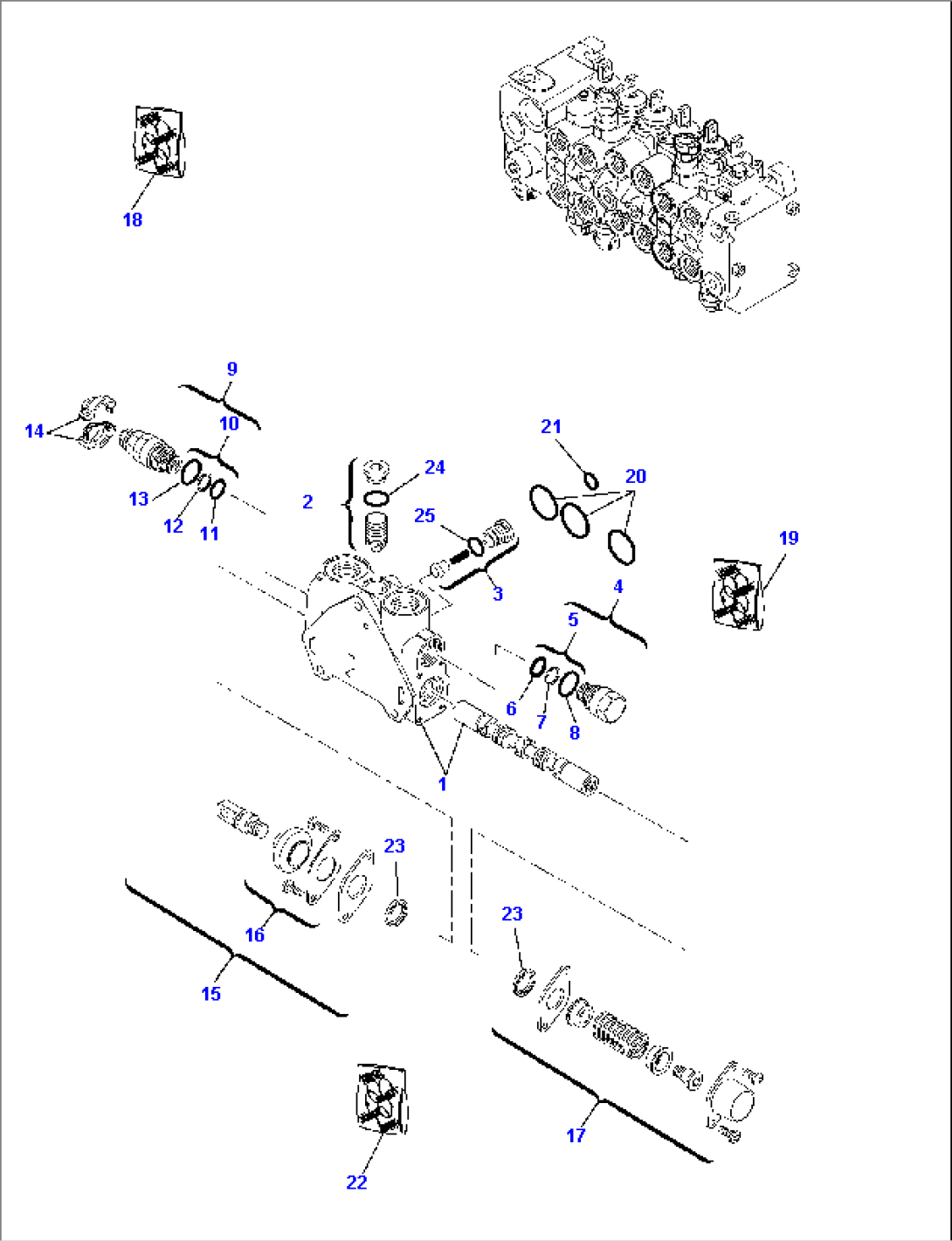 BACKHOE CONTROL VALVE (6-SPOOLS) (5/7)