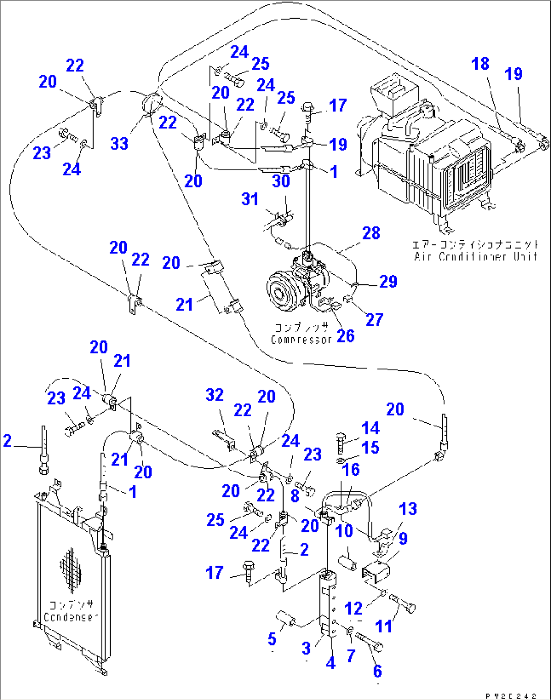 AIR CONDITIONER (2/8) (AIR COMPRESSOR PIPING)(#6001-)