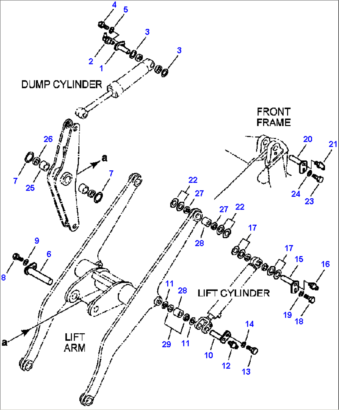 FIG. T4110-02A1 LIFT ARM AND BELLCRANK - MOUNTING PARTS - HI-LIFT ARM ASSEMBLY