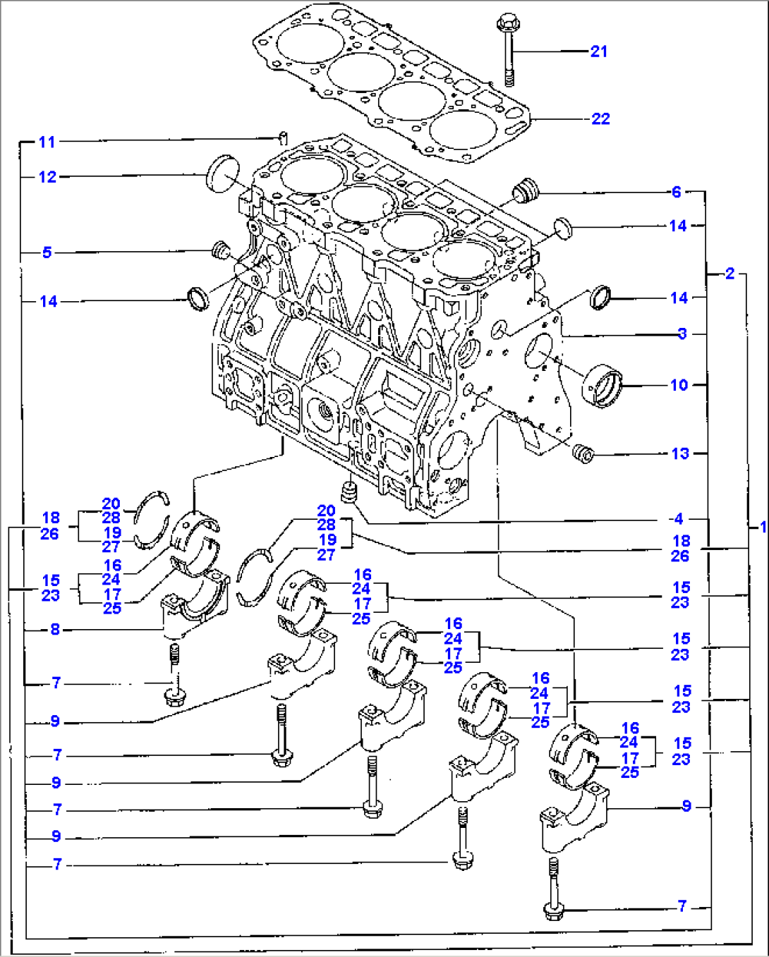CYLINDER BLOCK AND ATTACHING PARTS
