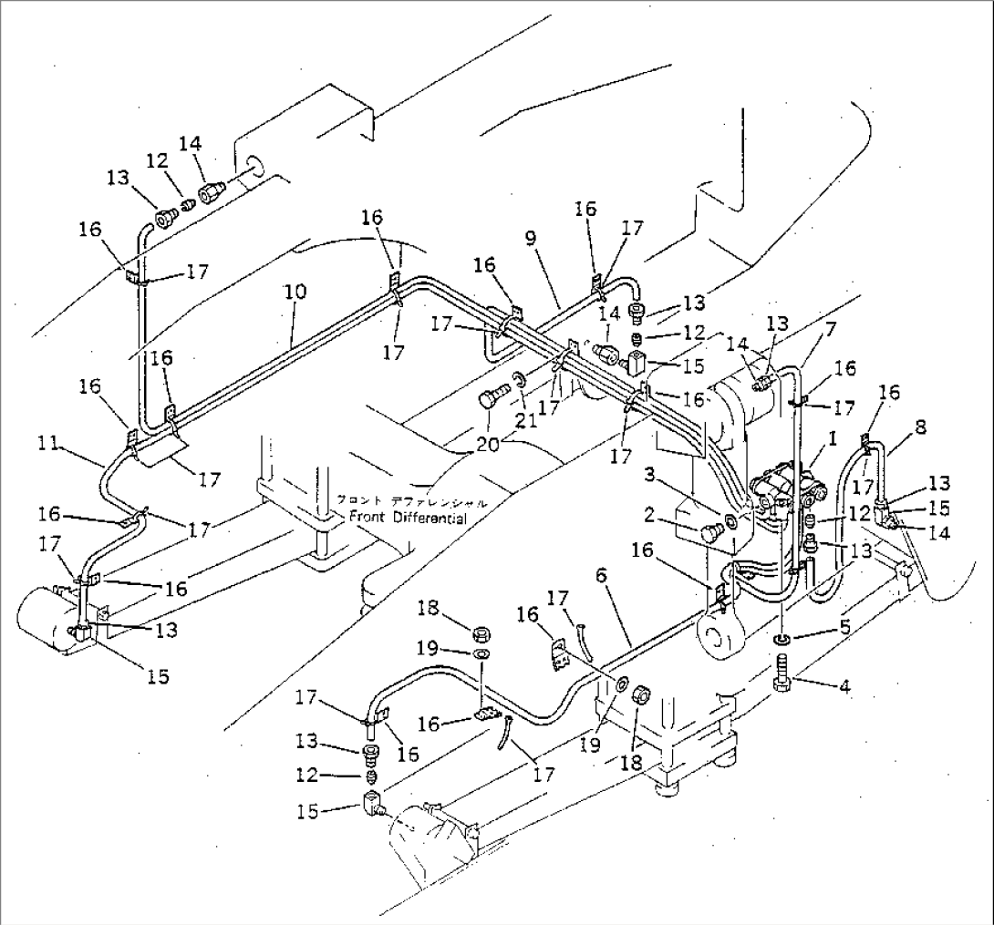 CENTRAL LUBRICATION PIPING (FRONT UPPER DISTRIBUTOR LINE)